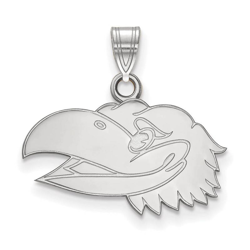 10k White Gold U. Of Kansas Small Left Profile Mascot Pendant